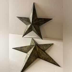 Rustic Barn Stars - 21" across - set of 2 / metal -- indoor / outdoor home decor